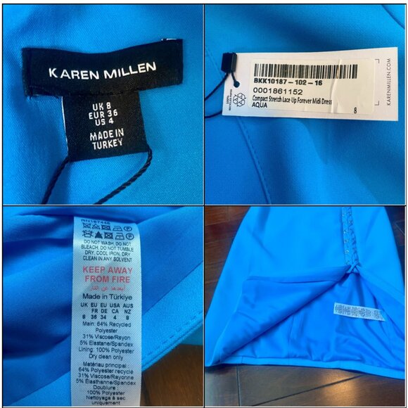 *NWT* Karen Millen Aqua Belted Lace Up "Forever" Midi Dress - Size 4 - Picture 16 of 16